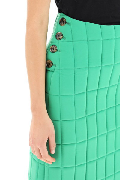 Shop A.w.a.k.e. Quilted Skirt With Side Pleated Detail In Green