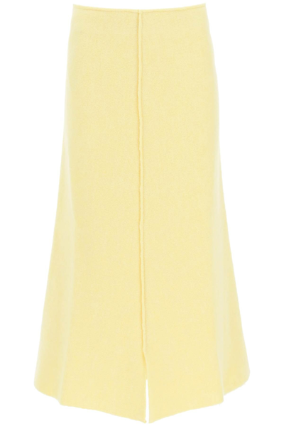 Shop Jil Sander Wool Knit Midi Skirt In Yellow
