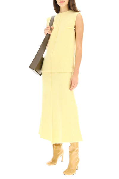 Shop Jil Sander Wool Knit Midi Skirt In Yellow