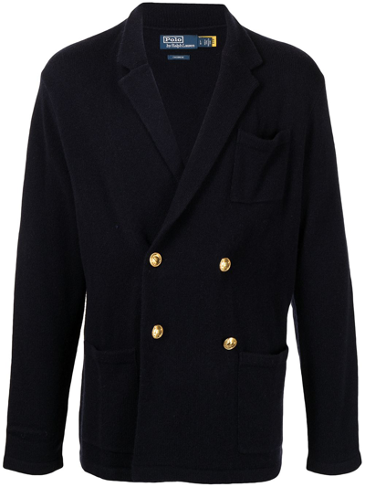 Shop Polo Ralph Lauren Double-breasted Cashmere Blazer In Blau