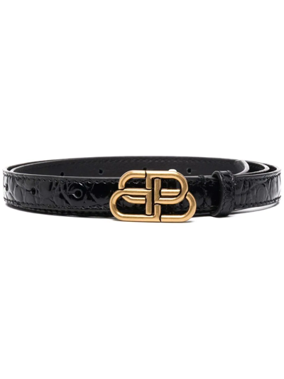 Shop Balenciaga Logo-buckle Belt In Schwarz