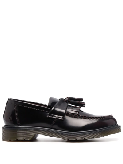 Dr. Martens' Burgundy Adrian Arcadia Leather Tassel Loafers In Rot