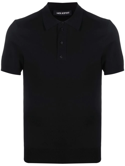 Shop Neil Barrett Ribbed-detail Knitted Polo Top In Schwarz
