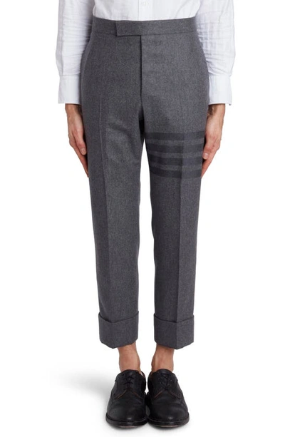 Shop Thom Browne 4-bar Cropped Wool & Cashmere Pants In Med Grey