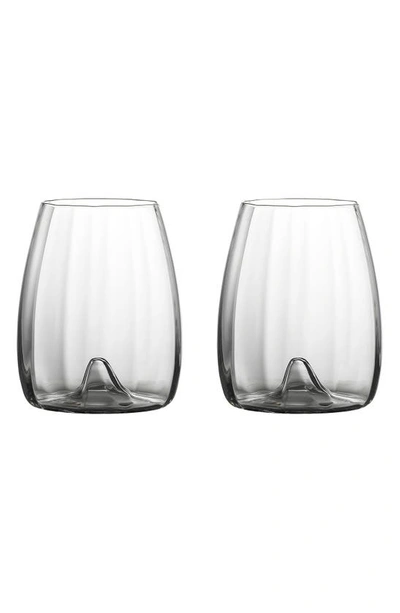 Shop Waterford Elegance Optic Set Of 2 Lead Crystal Stemless Wine Glasses In Clear