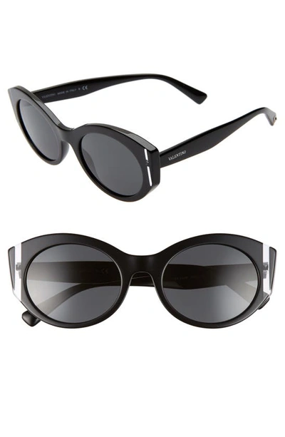Shop Valentino 53mm Cat Eye Sunglasses In Black Crystal Solid