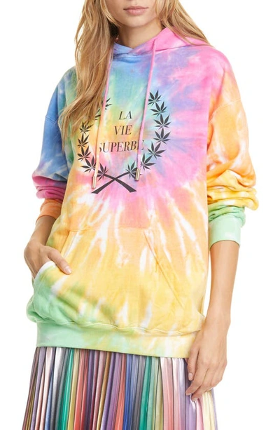 Shop Le Superbe La Vie Superbe Logo Graphic Tie Dye Cotton Hoodie In Tie Dye Ctn