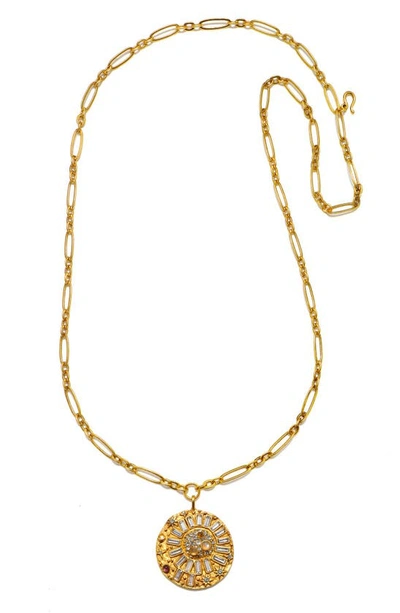 Shop Sequin Super Moon Convertible Talisman Necklace In Antique Gold