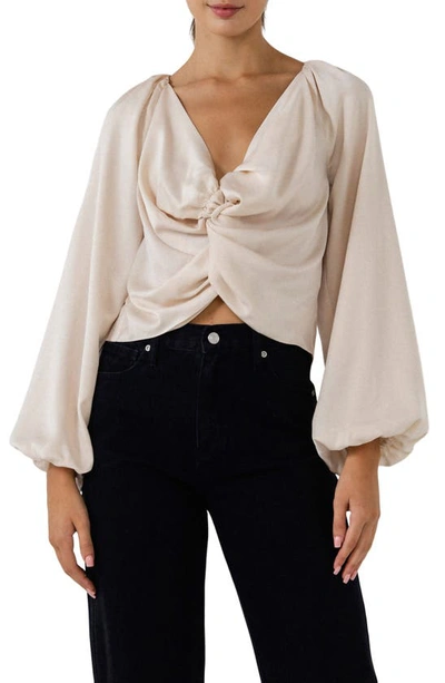 Shop Endless Rose Twist Front Top In Cream