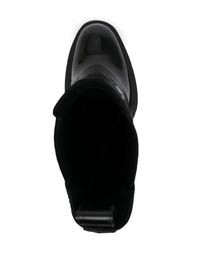 Shop Alexander Mcqueen Treadonly Black Leather Boots