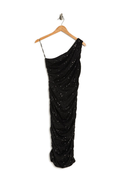 Shop Love By Design Sequin One-shoulder Midi Dress In Black