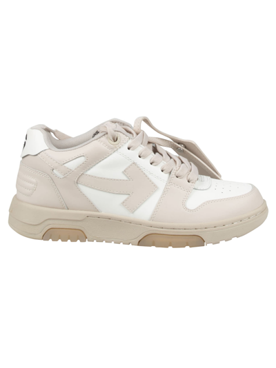 Shop Off-white Out Of Office Calf Leather Sneakers In White/beige