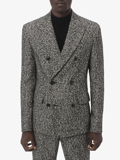 Shop Amiri Grey Tweed Double Breasted Jacket