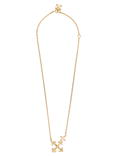 Shop Off-white Melted Arrow Neckalce In Gold