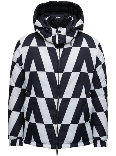 Shop Valentino Reversible Nylon Down Jacket With Logo In White/black