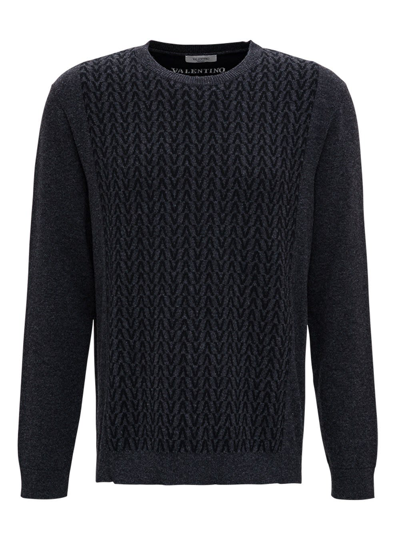 Shop Valentino Vltn Grey Wool Sweater