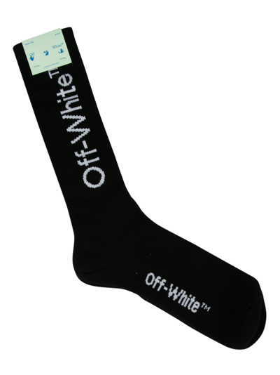 Shop Off-white Diag Mid Length Socks In Black/white