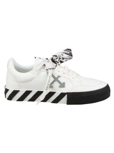 Shop Off-white Low Vulcanized Eco Canvas Sneakers In White/green