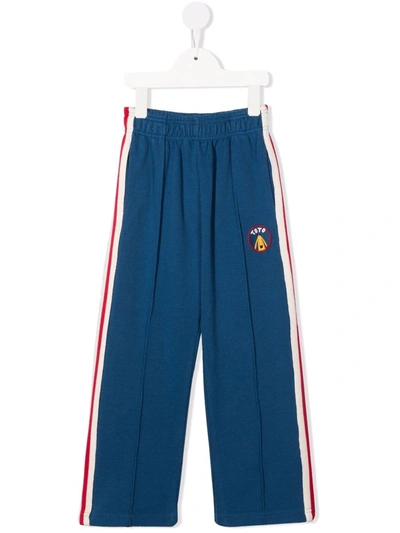 Jelly Mallow Embroidered Cotton-blend Track Trousers In Blue