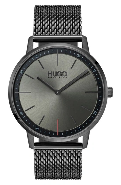 Shop Hugo Boss Exist Mesh Strap Watch, 40mm In Grey