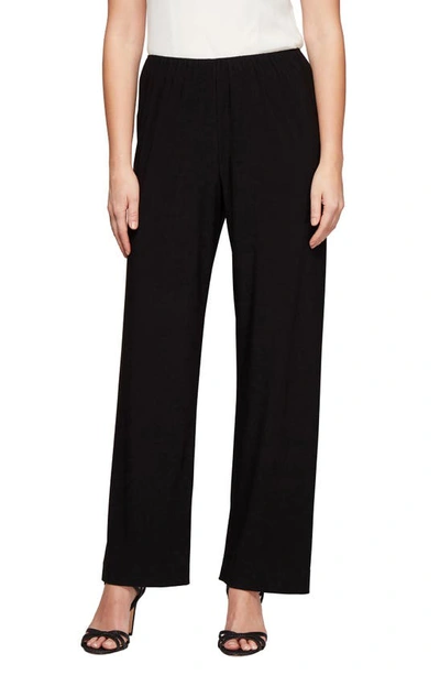 Alex Evenings Shimmer Metallic Knit Straight Leg Pants In Black