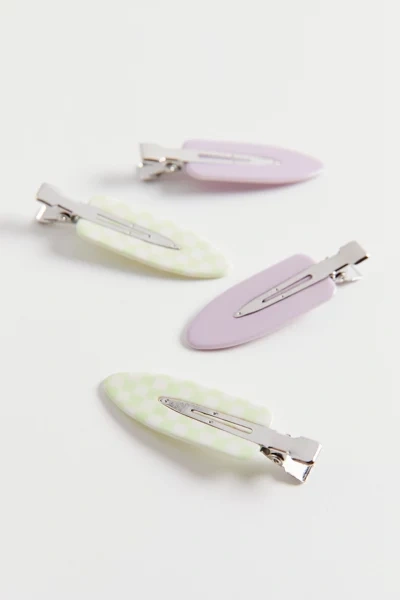 Shop Urban Outfitters Crease-free Hair Clip Set In Green Check + Purple