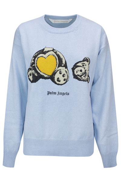 Shop Palm Angels Bear In Love Logo Jumper In Blue