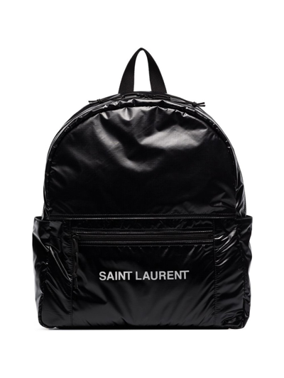 Shop Saint Laurent Black Nuxx Ripstop Logo-print Backpack