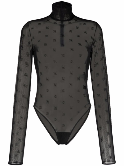 Shop Fendi Black Ff-motif High-neck Bodysuit