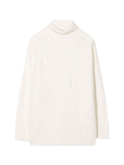 Shop Fendi Kids Knitted Turtleneck Jumper In White