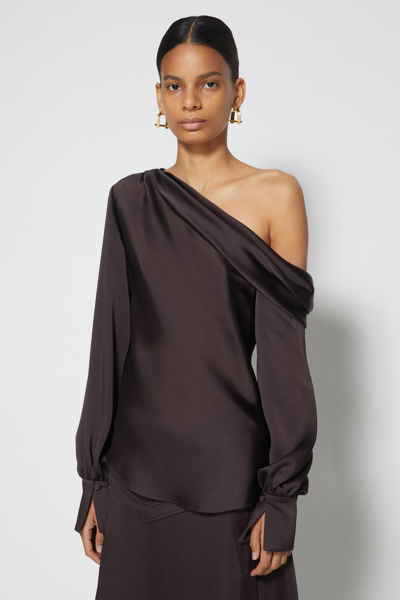 Shop Fall/winter 2021 Ready-to-wear Alice Cold Shoulder Top In Chocolate