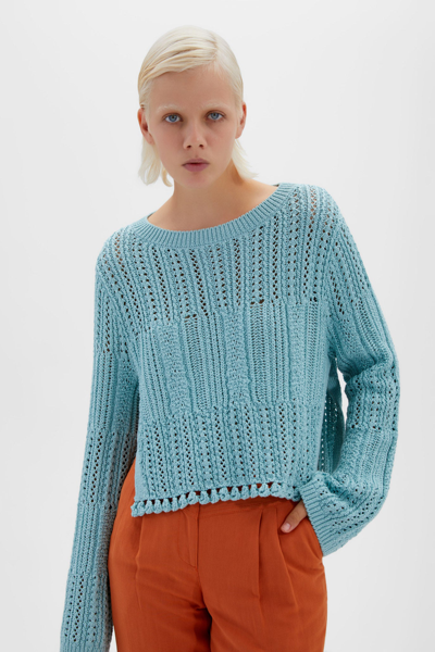 Shop Spring/summer 2021 Ready-to-wear Amberly Chunky Knit Pullover In Tide Pool
