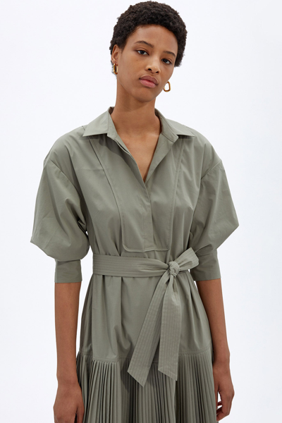 Shop Spring/summer 2021 Ready-to-wear Arlo Pleated Maxi Dress In Eucalyptus