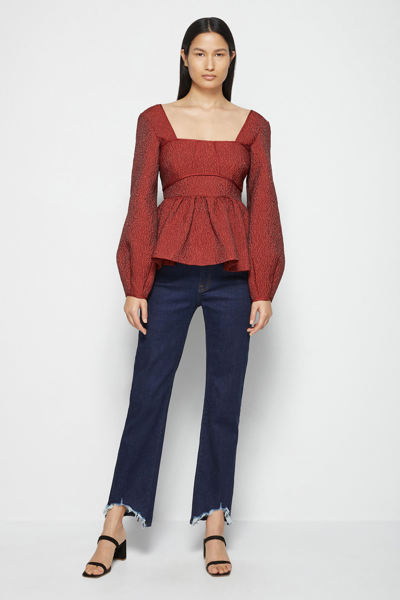 Shop Holiday 2021 Ready-to-wear Arya Matelasse Top In Brick