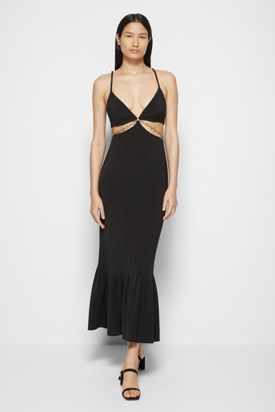 Shop Holiday 2021 Ready-to-wear Ayla Eco-twill Midi Dress In Black