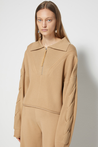 Shop Fall/winter 2021 Ready-to-wear Brett Twisted Cable Polo In Camel
