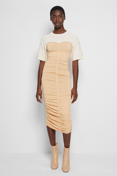 Shop Pre-fall 2021 Ready-to-wear Charleigh Ruched Dress In Butterscotch,parchment