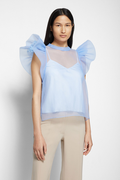 Shop Holiday 2021 Ready-to-wear Corina Organza Ruffle Top In Periwinkle