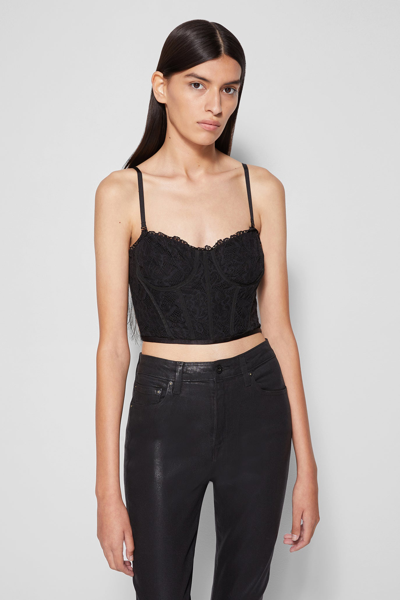 Shop Jonathan Simkhai Standard Corrine Recycled Lace Bustier In Black
