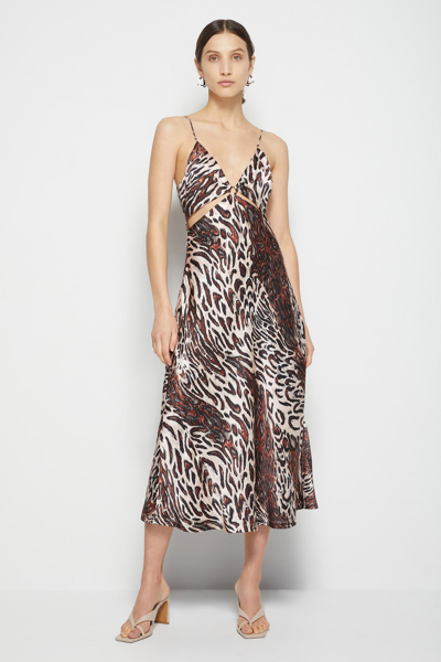 Shop Jonathan Simkhai Standard Eliza Essential Slip Dress In Champagne Abstract Leopard