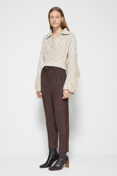 Shop Fall/winter 2021 Ready-to-wear Gabriella Suede Pant In Chocolate
