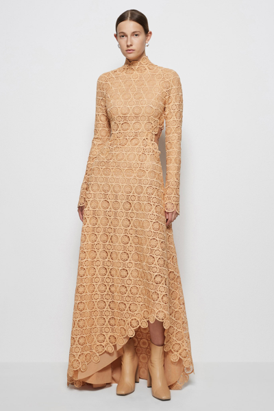 Shop Pre-fall 2021 Ready-to-wear Ilana Guipure Lace Dress In Butterscotch