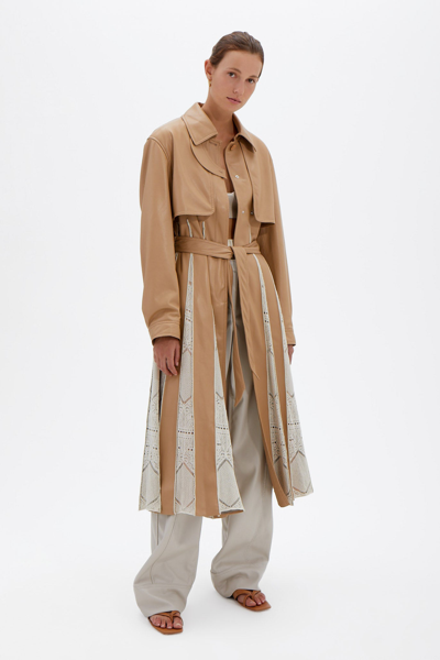 Shop Spring/summer 2021 Ready-to-wear Kya Vegan Leather Trench In Cashew