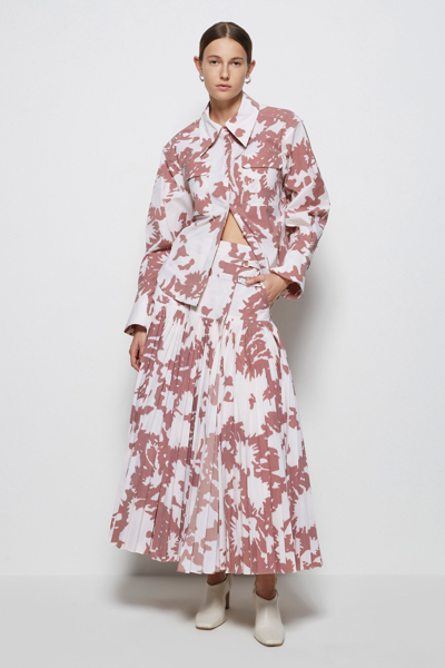 Shop Pre-fall 2021 Ready-to-wear Leona Poplin Skirt In Shadow Floral Sienna