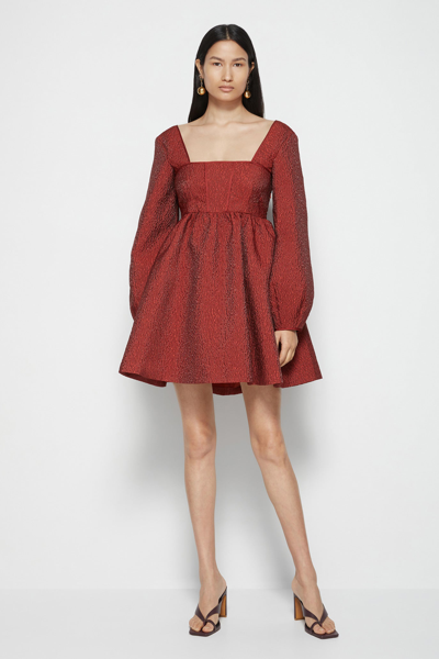 Shop Holiday 2021 Ready-to-wear Lucia Matelasse Mini Dress In Brick