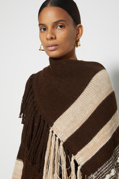 Shop Fall/winter 2021 Ready-to-wear Ulanni Patchwork Fringe Scarf In Brown