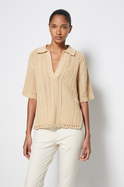 Shop Spring/summer 2021 Ready-to-wear Zia Chunky Knit Polo In Sahara
