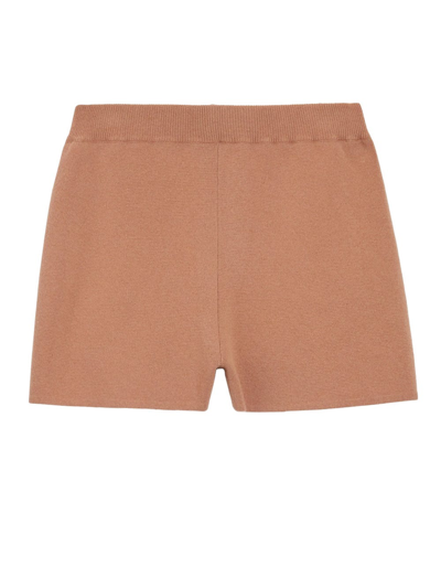 Shop Max Mara Brown Wool And Cashmere Yarn Acro Shorts