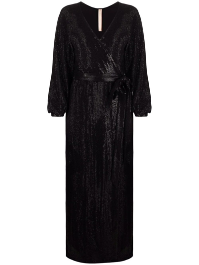 Shop Maria Lucia Hohan Black Sabrina Embellished Wrap Dress In Nero