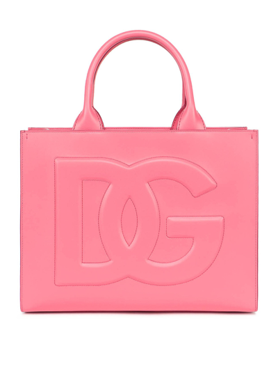 Shop Dolce & Gabbana Dg Daily L Leather Shopping Bag In Fuchsia